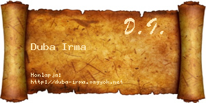 Duba Irma névjegykártya